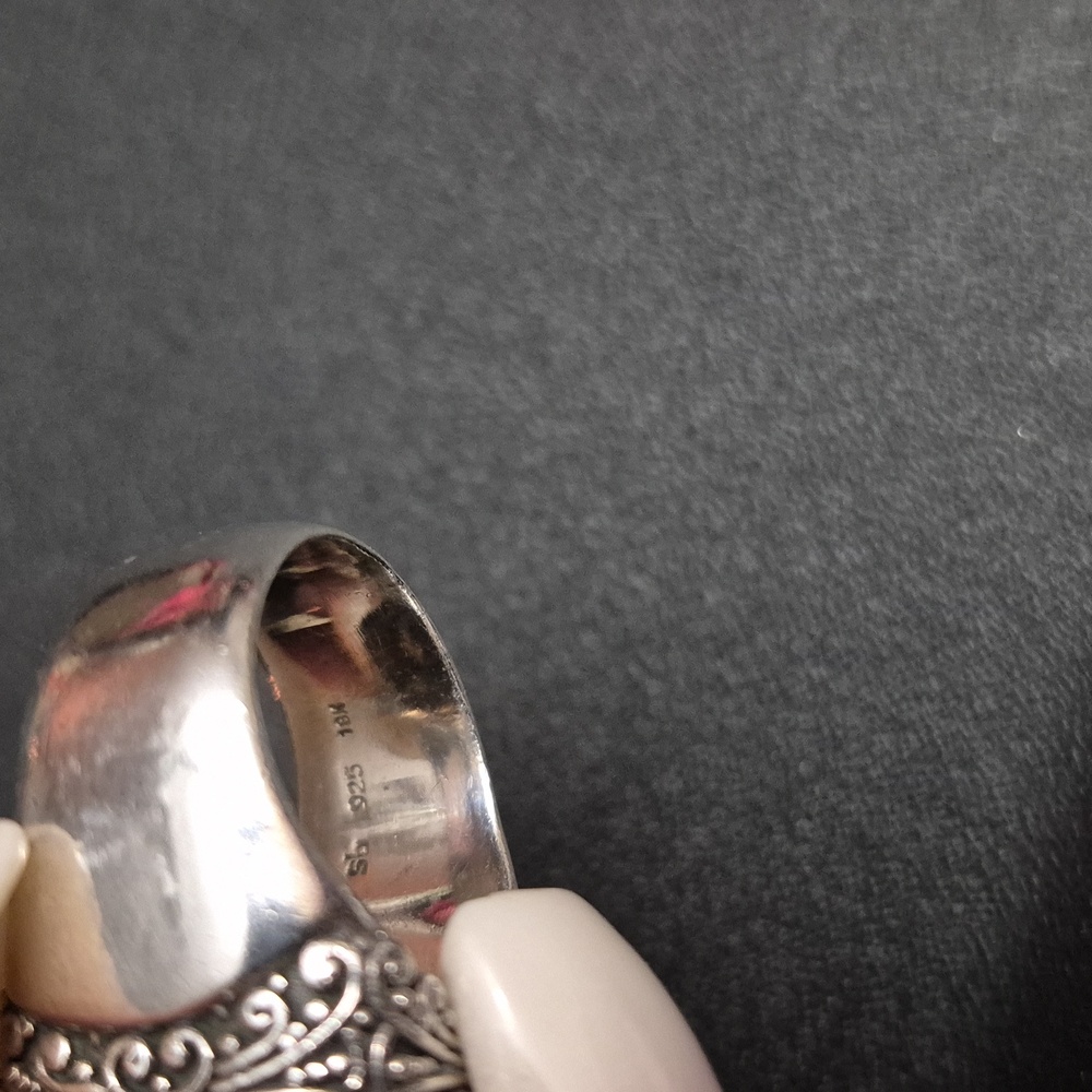 Sterling Silver And 14k Gold Smoked Topez Ring. - Picture 3 of 9